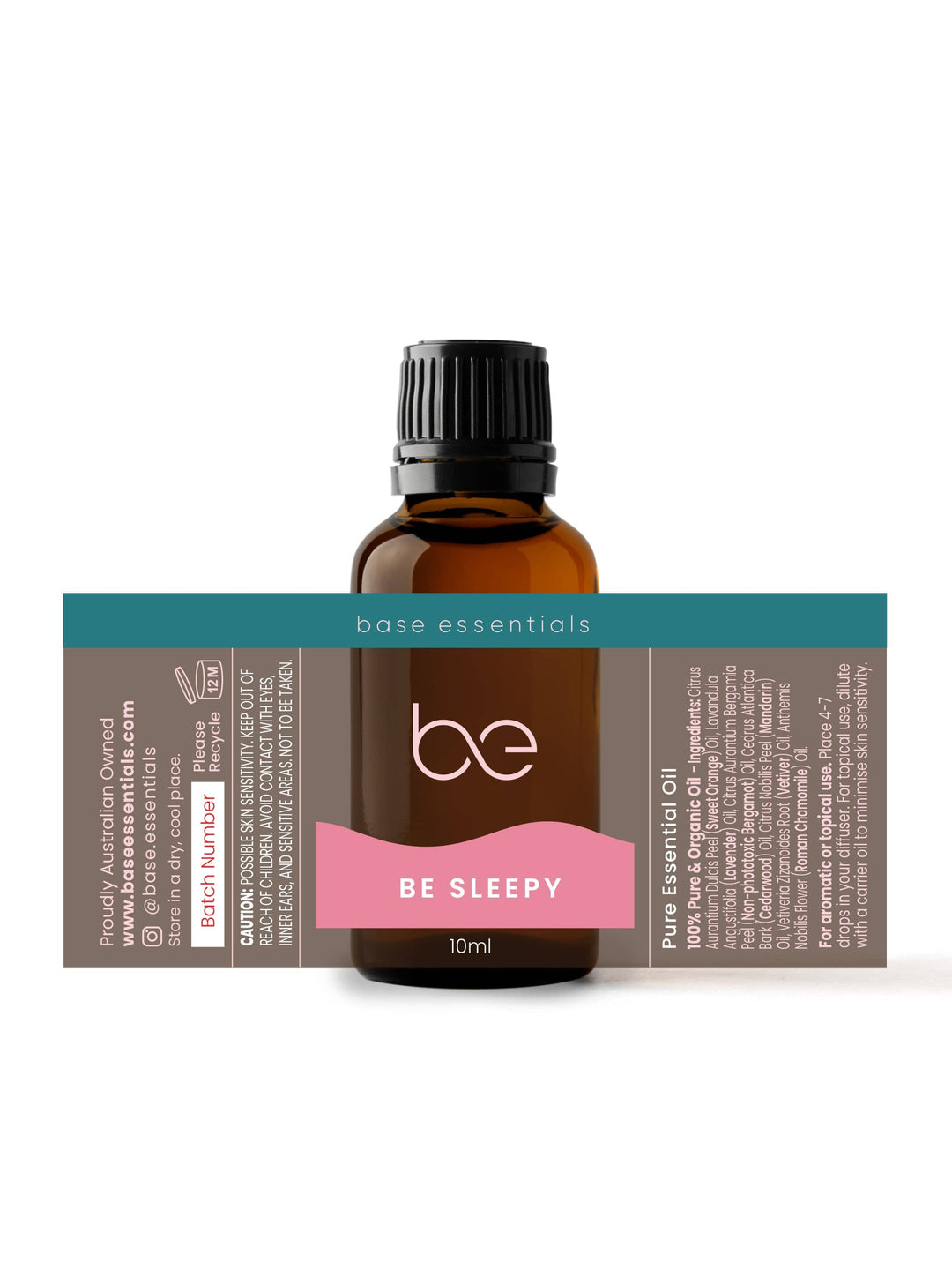 Base Essentials Blended Oil Be Sleepy Pure Essential Oil Blend, Organic 10ml