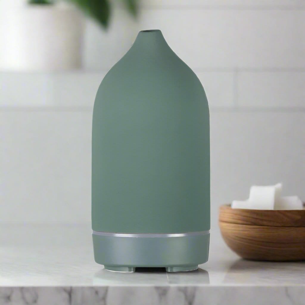 Base Essentials Diffuser Green Premium Ultrasonic Ceramic Essential Oil Diffuser - Two Pack