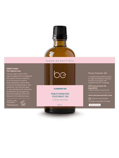 Base Essentials Carrier Oil Fractionated Coconut Carrier Oil, Natural 100ml