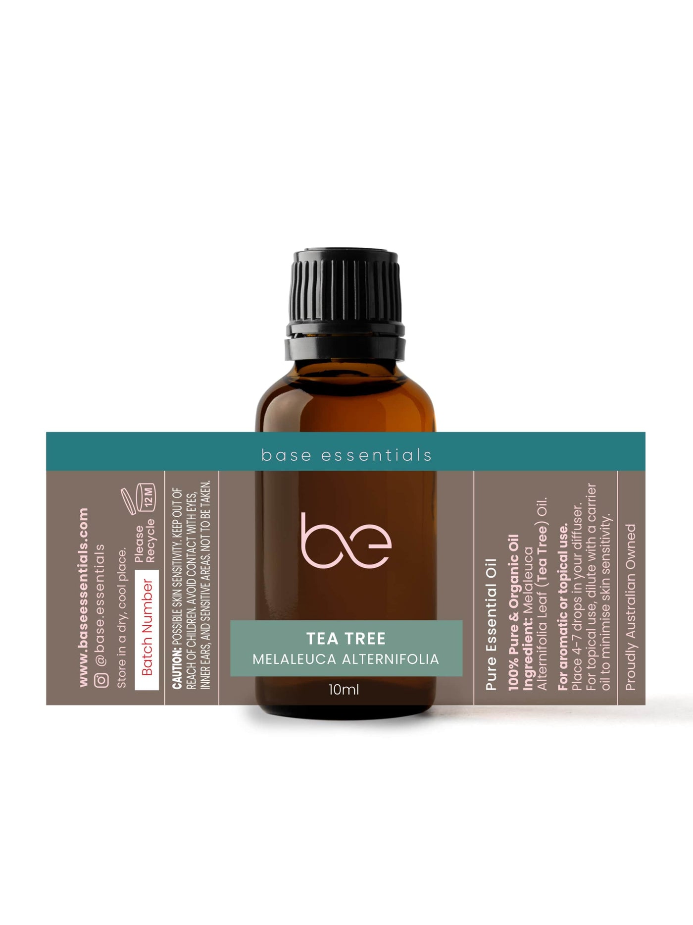 Base Essentials Single Oil Pure Essential Oil Tea Tree, Organic, Australian 10ml